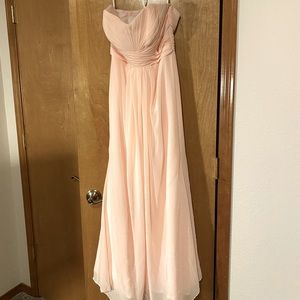 David's Bridal F15555 PETAL PINK Maxi strapless Formal Dress size 6
